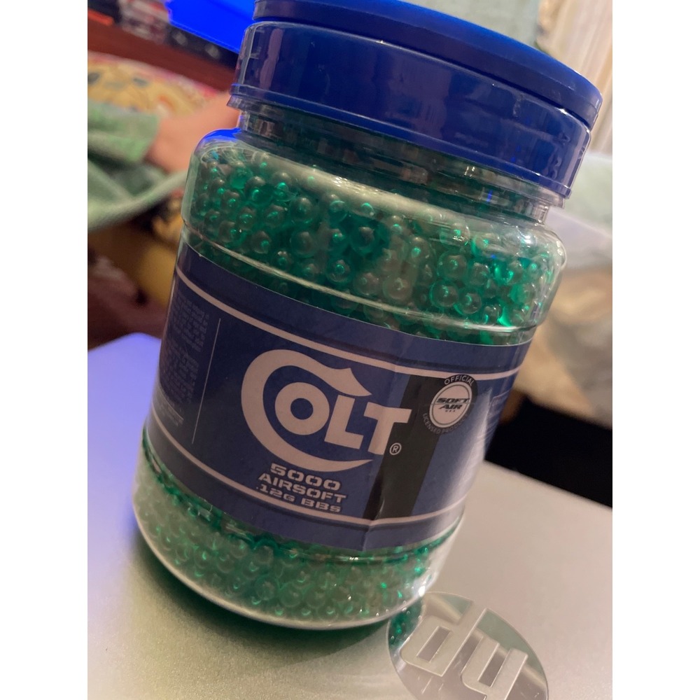 Airsoft BB's‎ 5000 Pack .12G Colt Sealed Clear Green Soft Air New Container Lid